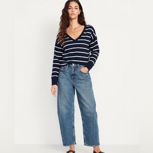 Old Navy Barrel Leg Jeans Blue Women's Casual Relaxed Stretch Streetwear Comfort
